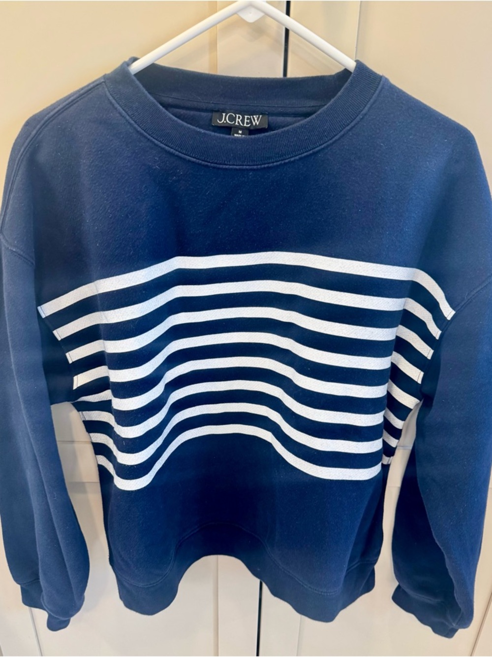 J. Crew Navy & White Striped Nautical Crewneck Sweatshirt